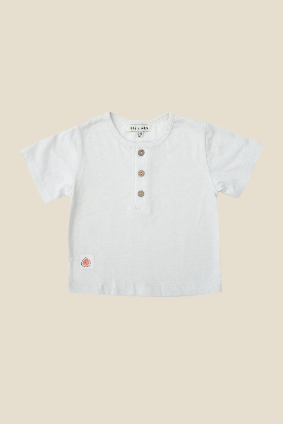 T-shirt met vijgendetail | beige | Eli & Nev