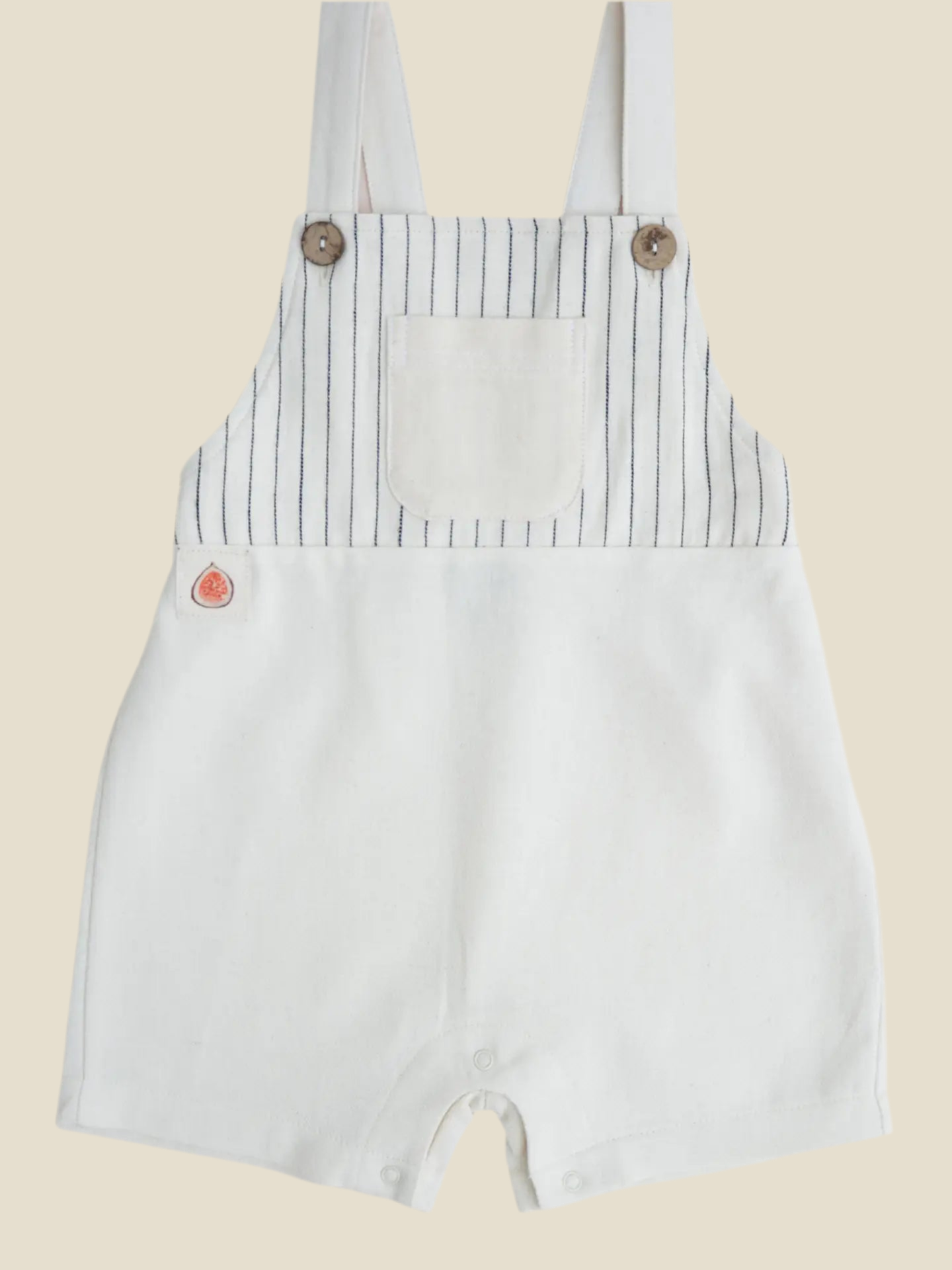 Gestreepte overall met vijgendetail | Crème | Eli & Nev